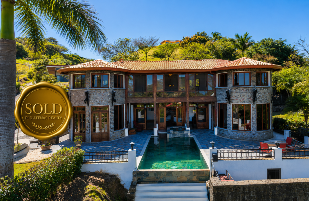 Luxury hillside villa with pool and sold badge