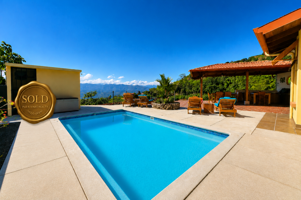 Luxury home pool with mountain views, sold