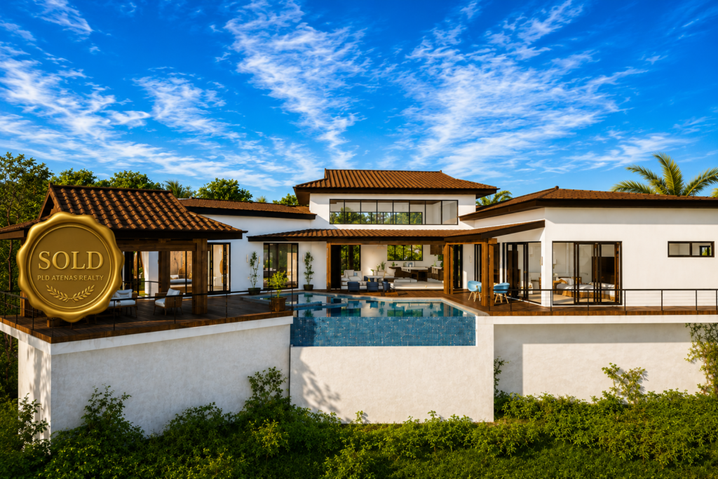 Luxury modern villa with pool and sold badge